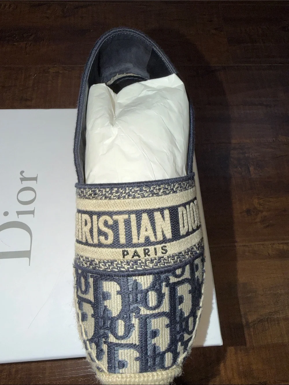 Dior Men's Navy & Cream Logo Slip-On Espadrilles